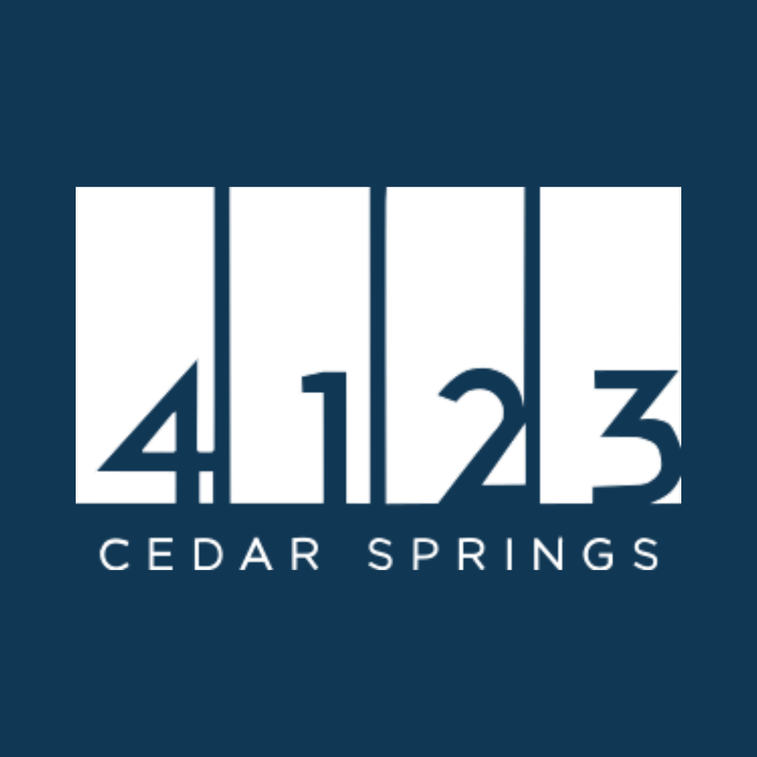 The image shows a logo with the numbers 4, 1, 2, and 3 separated by vertical lines and the words "Cedar Springs" below it.